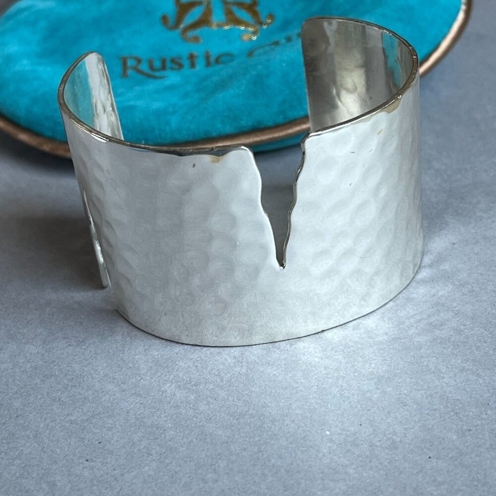 GIFT BAG INCL Rustic Cuff 2" Wide "Broken Wall" Cuff Bracelet Stainless/brass